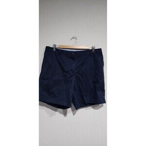 Talbots Relaxed Chino Shorts Women's 12Navy Cotton Stretch Slash Pockets Outdoor